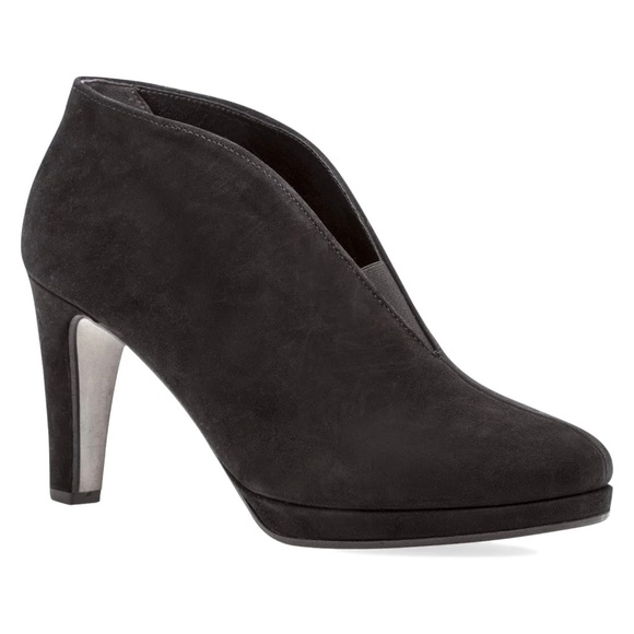 Gabor Amien Black Suede Heeled Booties Leather Slip On Ankle Boots Pumps 8.5 - Picture 4 of 12